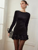 Elegante Erscheinung | Bud-Waist Samtkleid