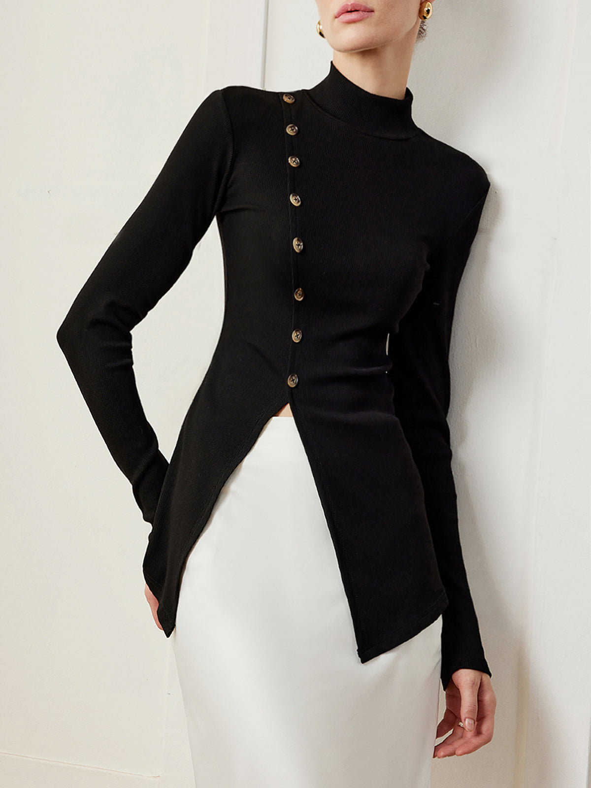 Laura | Stylische Button Split Bluse