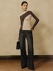 Anja | Farbblock Jersey-Top mit romantischem Saum