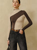 Anja | Farbblock Jersey-Top mit romantischem Saum
