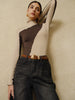 Anja | Farbblock Jersey-Top mit romantischem Saum