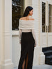 Leonie | Wolle-Mix Oberteil mit Cold-Shoulder und Raffung