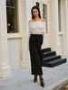 Leonie | Wolle-Mix Oberteil mit Cold-Shoulder und Raffung