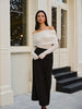 Leonie | Wolle-Mix Oberteil mit Cold-Shoulder und Raffung