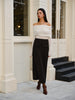 Leonie | Wolle-Mix Oberteil mit Cold-Shoulder und Raffung