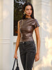 Leonie | Asymmetrisches Skinny Tank-Top aus Kunstleder