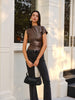 Leonie | Asymmetrisches Skinny Tank-Top aus Kunstleder
