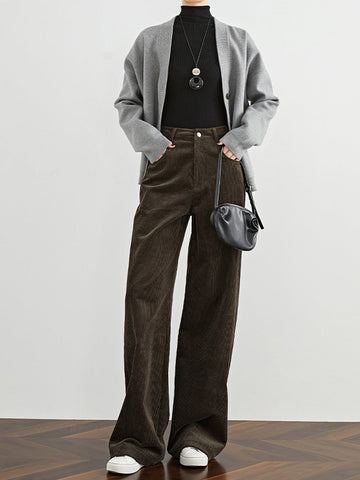 Mia | Hochtaillierte Corduroy Draped Pants