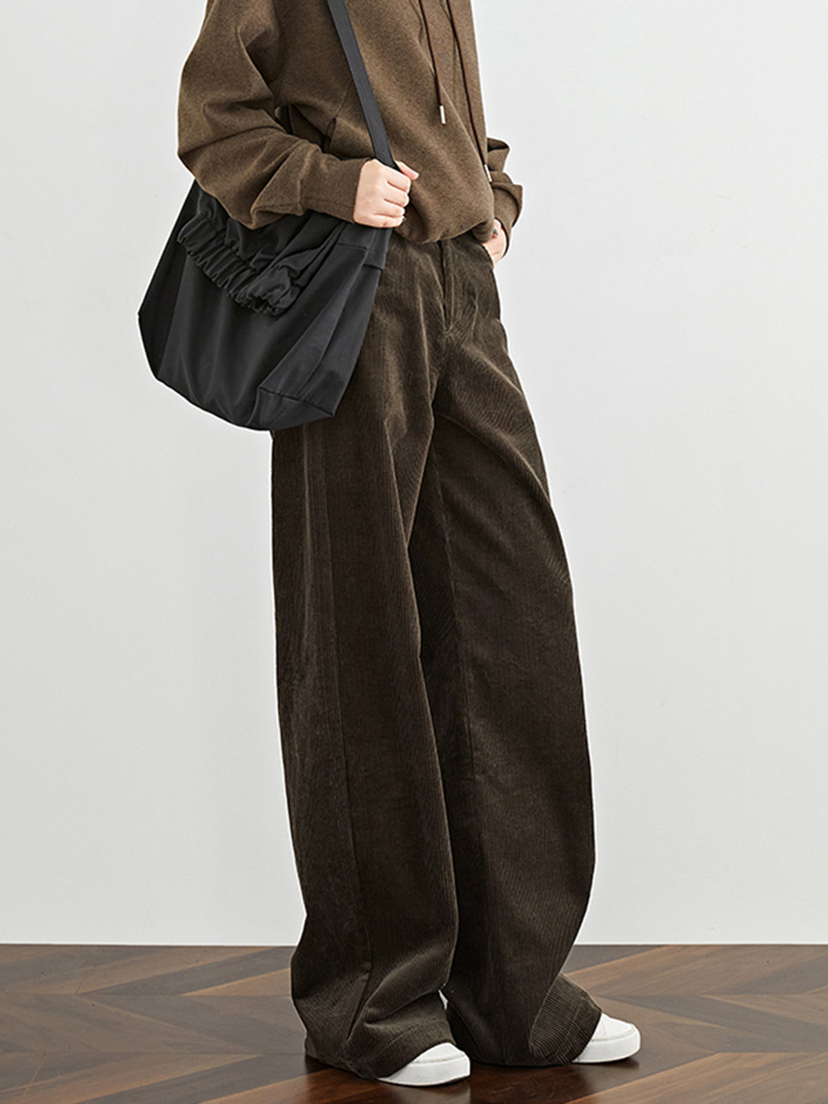 Mia | Hochtaillierte Corduroy Draped Pants