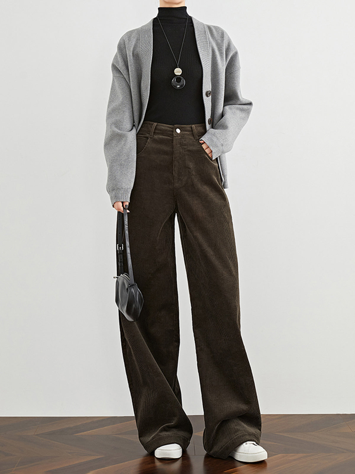 Mia | Hochtaillierte Corduroy Draped Pants