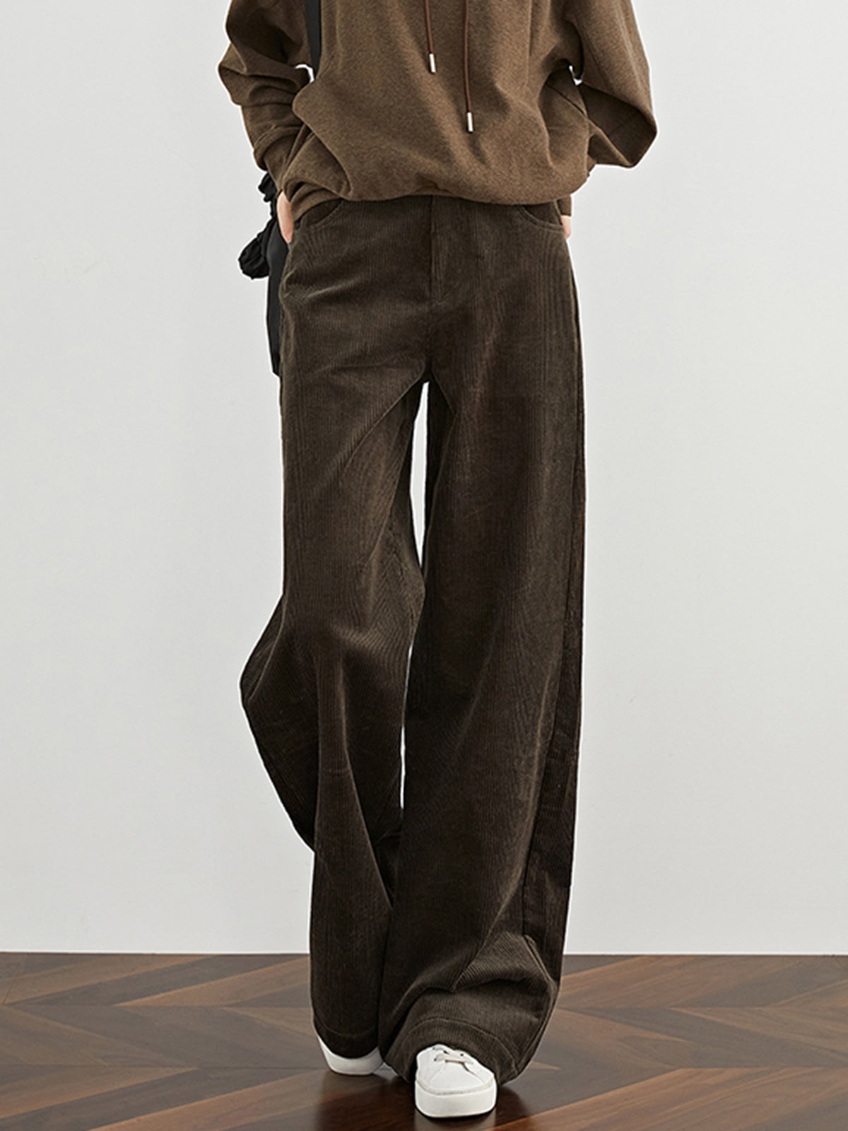 Mia | Hochtaillierte Corduroy Draped Pants