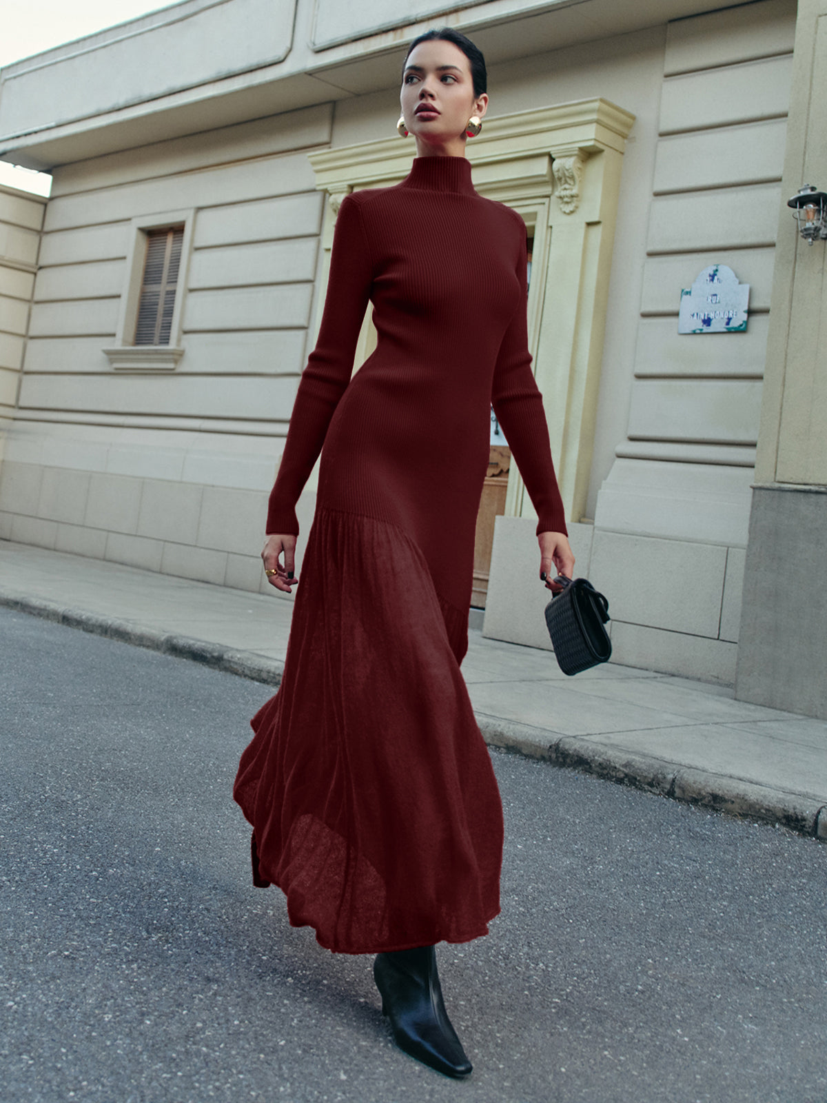 Leni | Elegantes Strickkleid mit Stehkragen