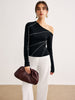 Lisa | Asymmetrische Bluse mit Kontrastpiping