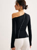 Lisa | Asymmetrische Bluse mit Kontrastpiping