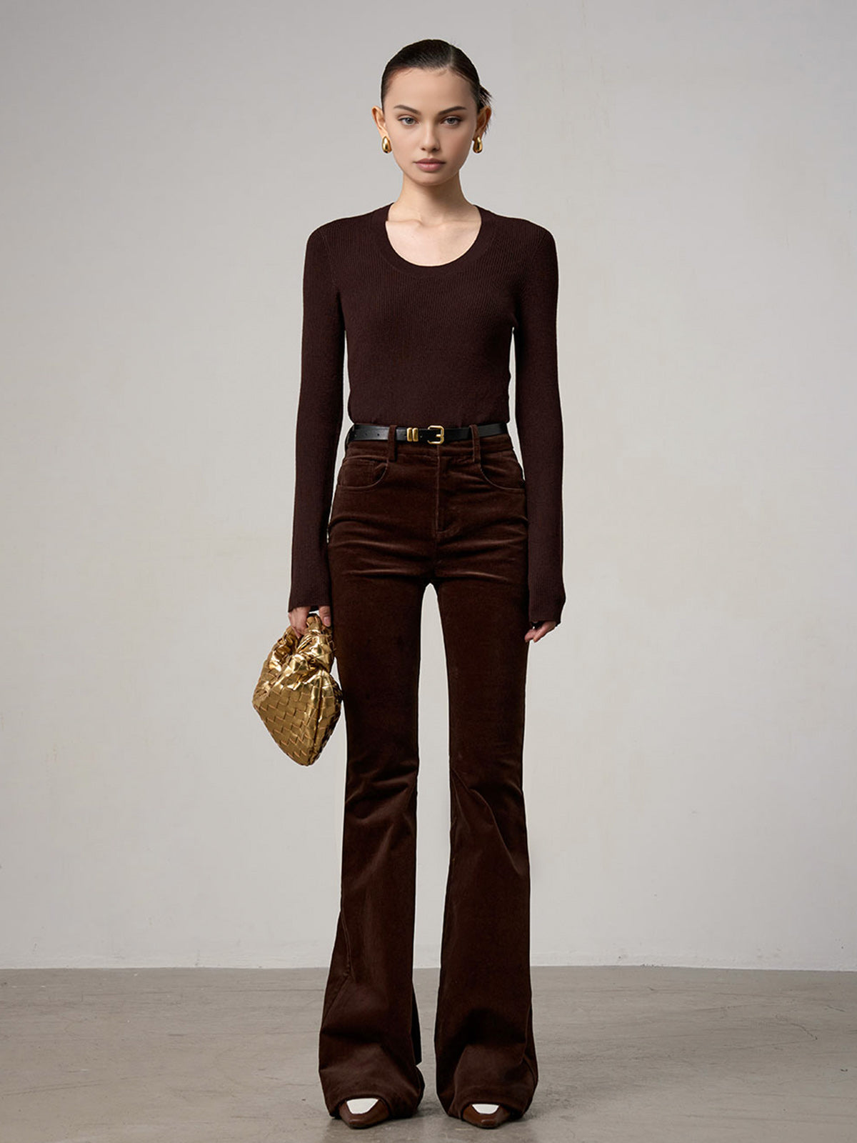 Mia | Elegante Corduroy Bootcut-Hosen ohne Gürtel