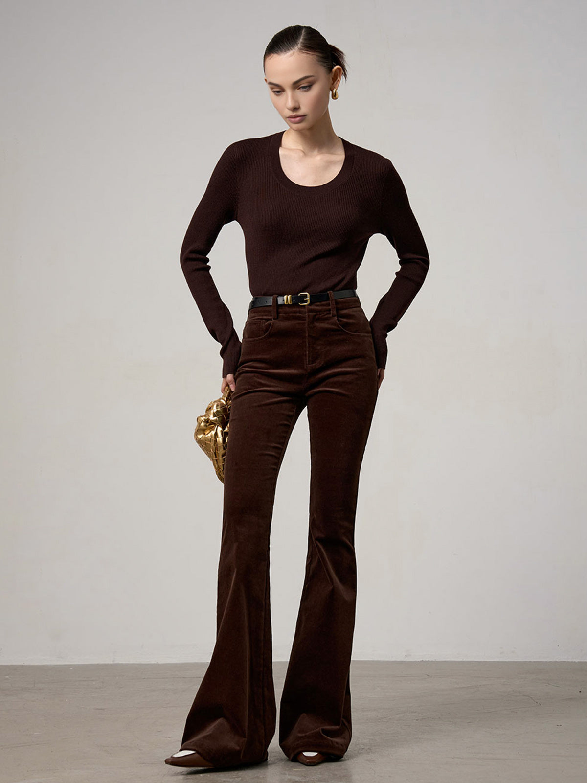 Mia | Elegante Corduroy Bootcut-Hosen ohne Gürtel
