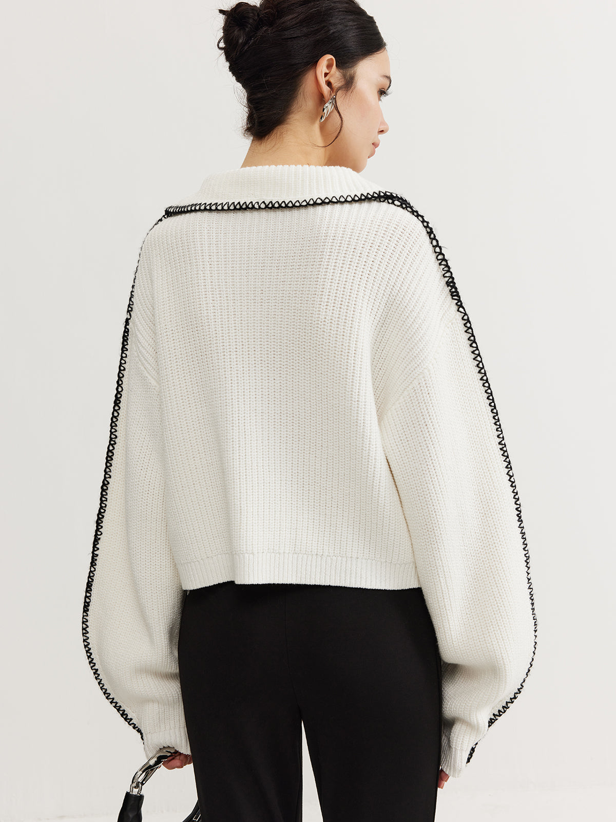 Max | Kontrastbesatz Strickoberteil mit Magnetverschluss