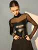 Lara | Trendige Bluse mit Kunstlederpaneelen