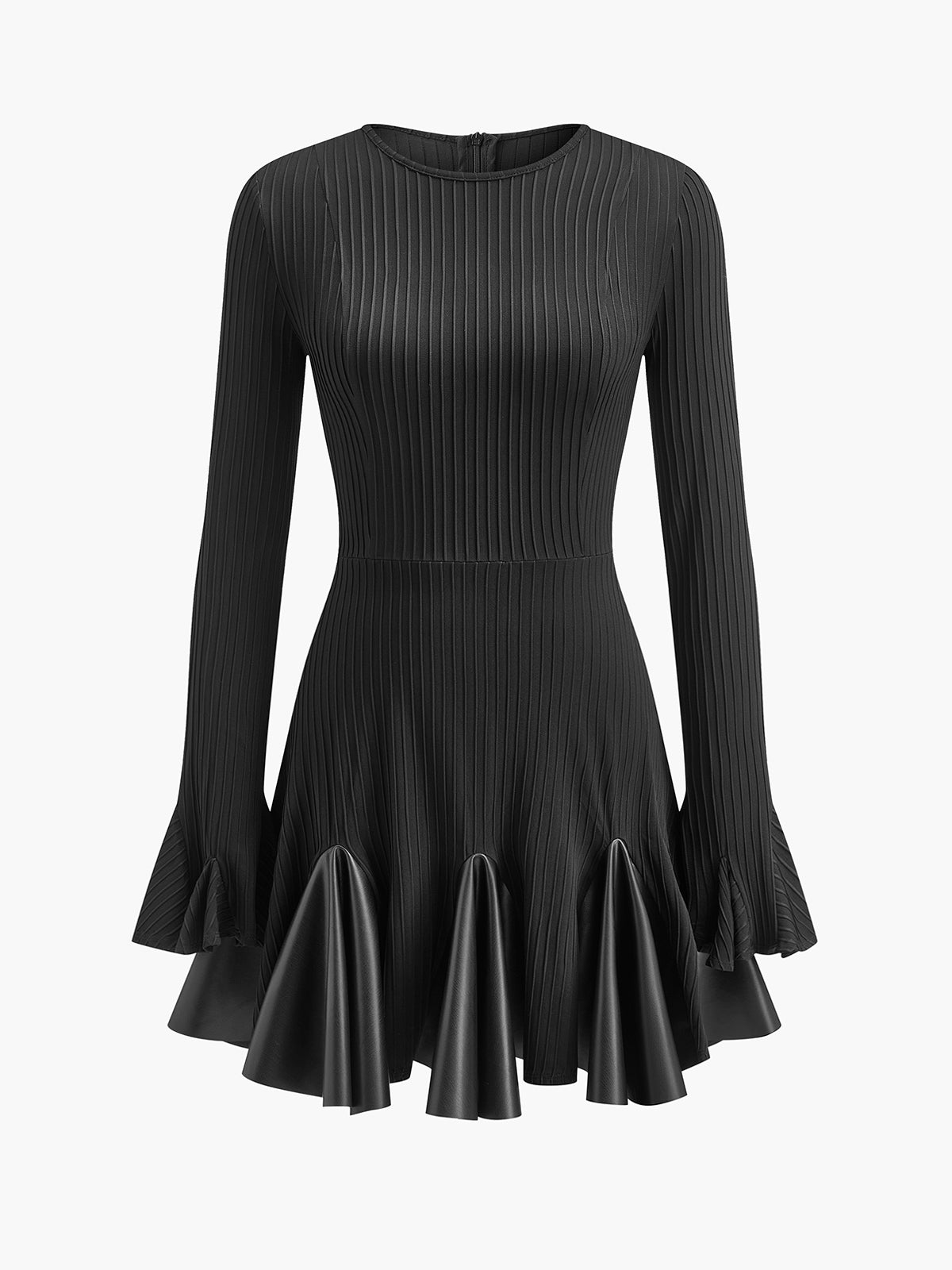 Lydia | Plissiertes Kunstlederkleid
