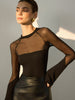 Anja | Transparente Schulter Jersey Skinny Bluse