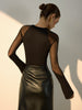 Anja | Transparente Schulter Jersey Skinny Bluse