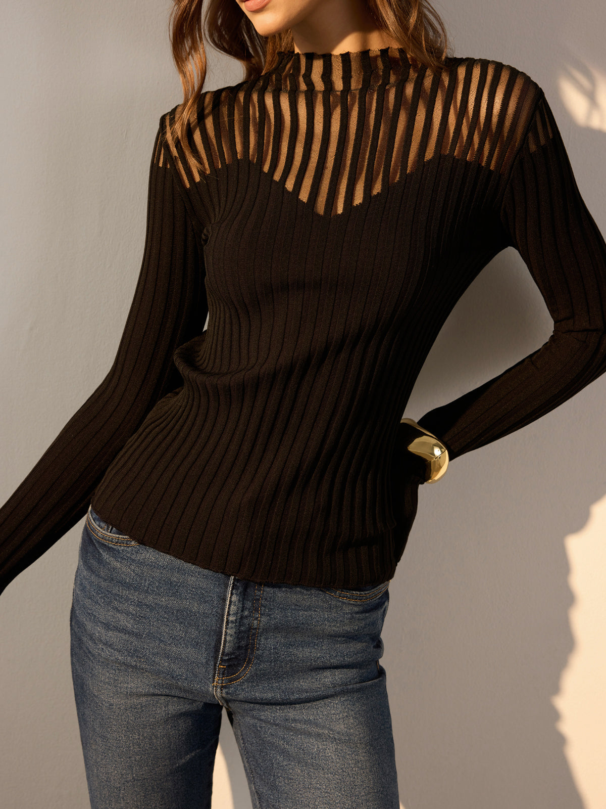 Maximilian | Stilvolles Stricktop mit transparenten Schultern
