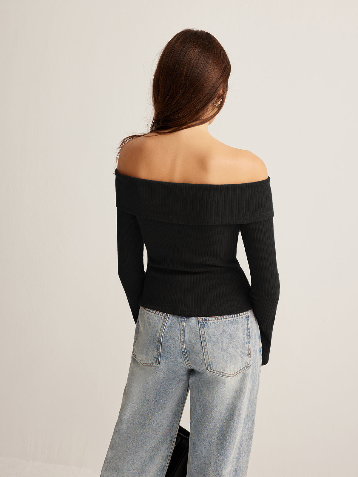 Leonie | Off-Shoulder Rippstrick Slim Top