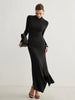 Clara | Asymmetrisches Maxikleid mit hohem Kragen