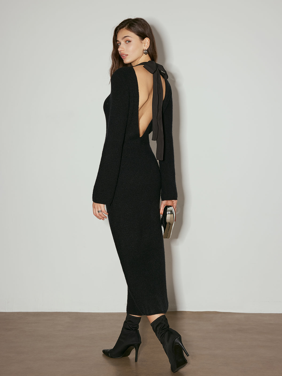 Clara | Elegantes Langarmkleid mit Schleifen-Design