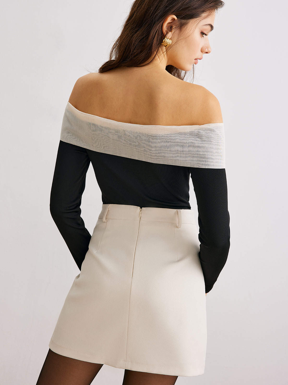Clara | Romantische Chiffon-Bow Off-Shoulder Bluse