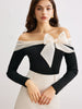 Clara | Romantische Chiffon-Bow Off-Shoulder Bluse