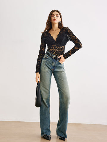 Mia | Eleganter Bodysuit mit Spitzenpaneelen