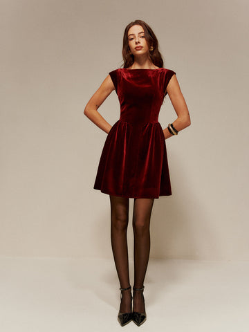 Kristina | Elegantes Samt-Kleid mit Faltenwurf