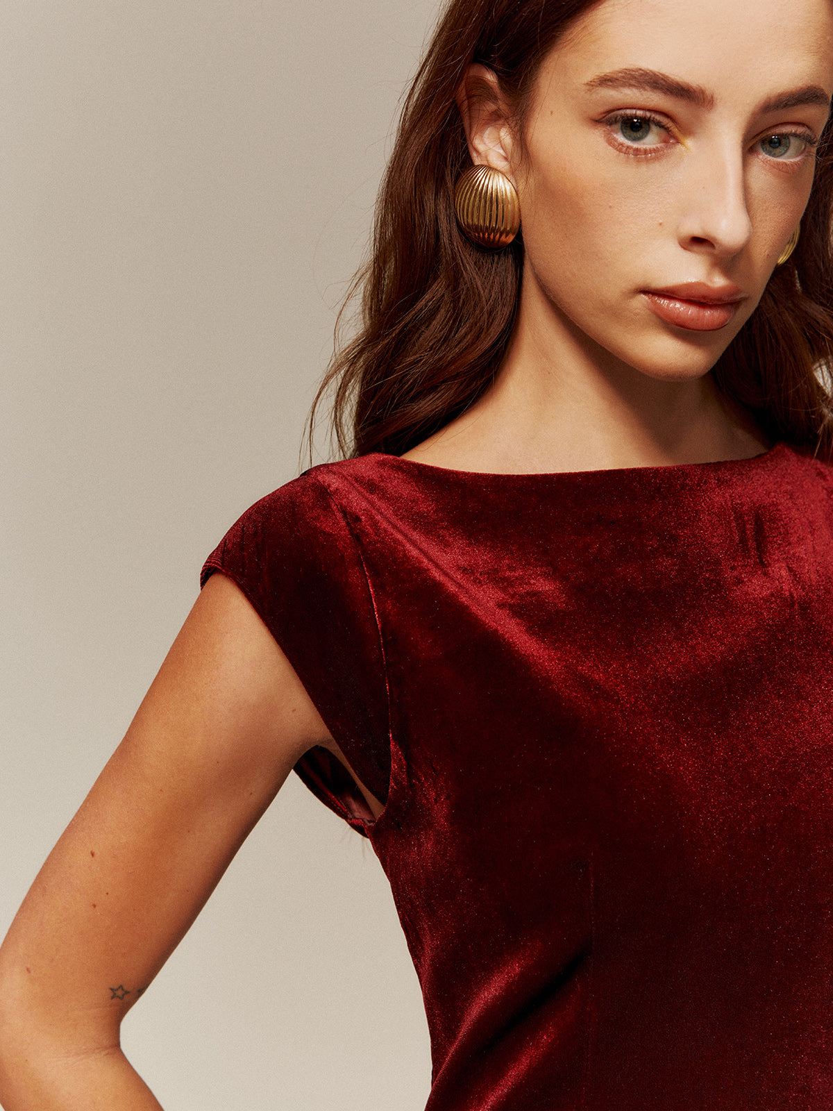 Kristina | Elegantes Samt-Kleid mit Faltenwurf