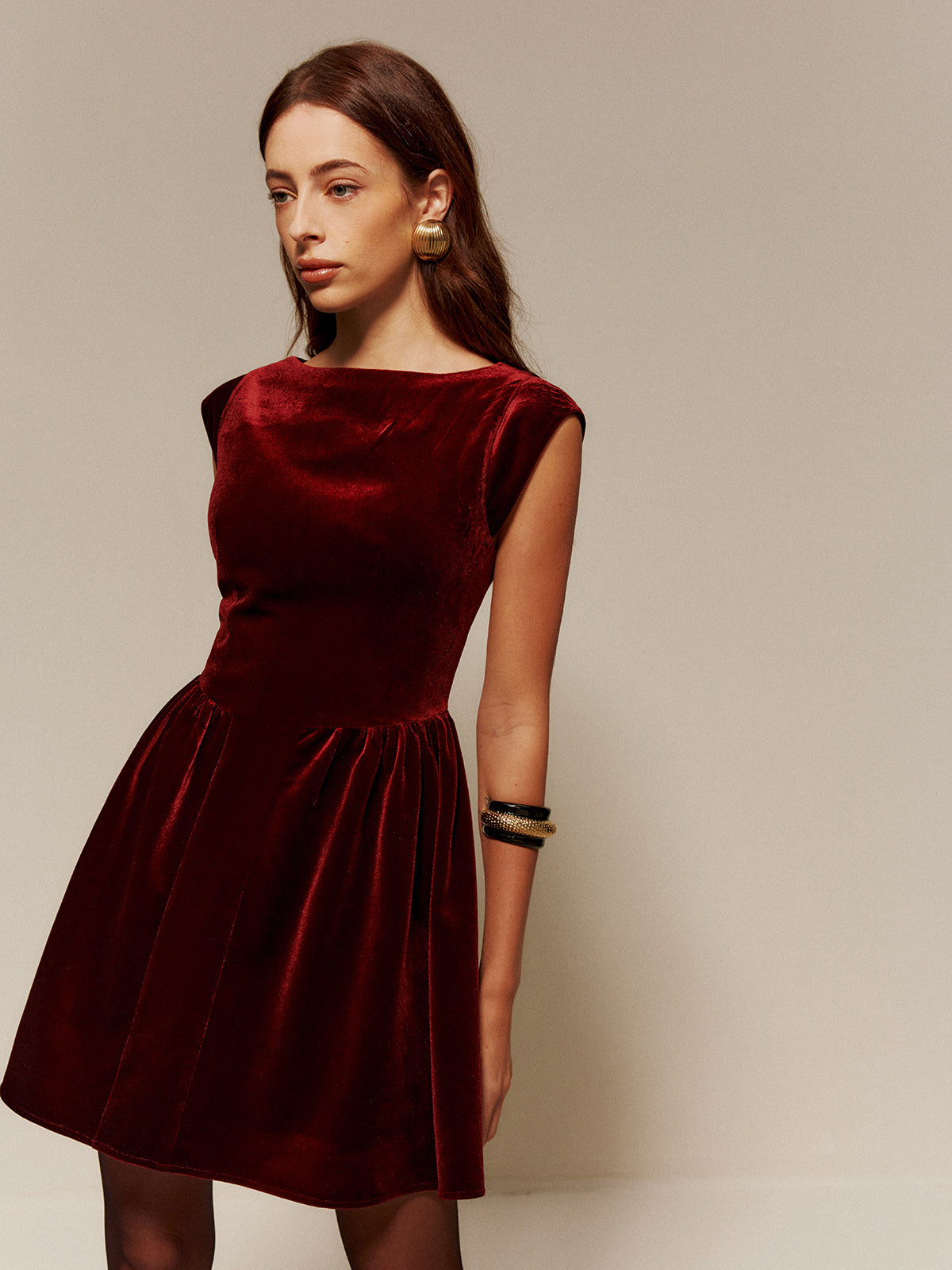 Kristina | Elegantes Samt-Kleid mit Faltenwurf