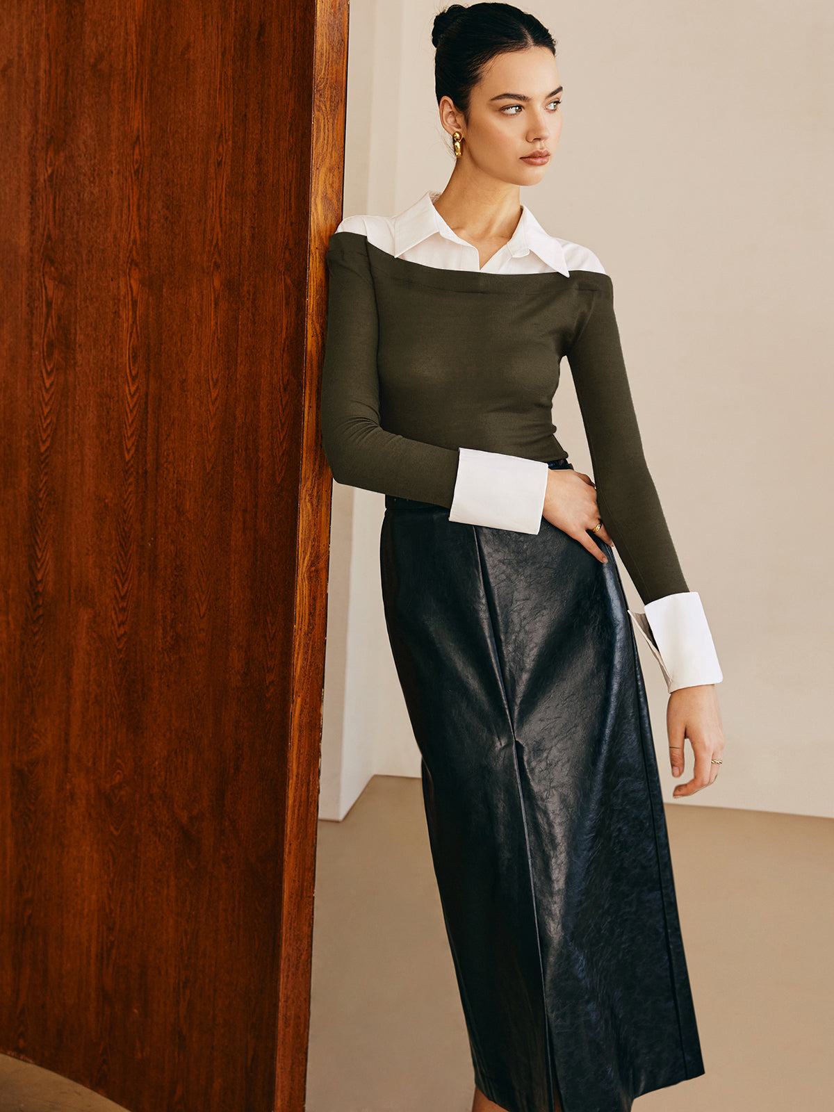 Carla | Elegantes Panel Jersey Slim Top