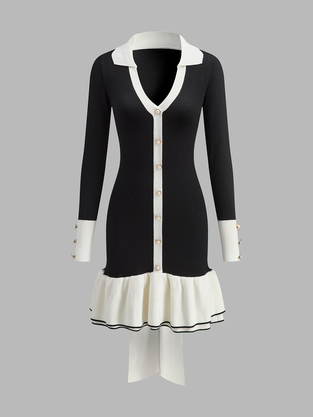 Clara | Rüschendetails Kleid im Color-Block-Design