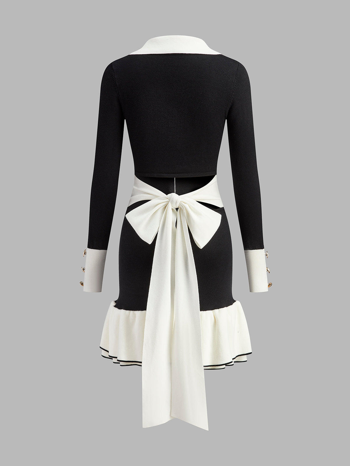 Clara | Rüschendetails Kleid im Color-Block-Design