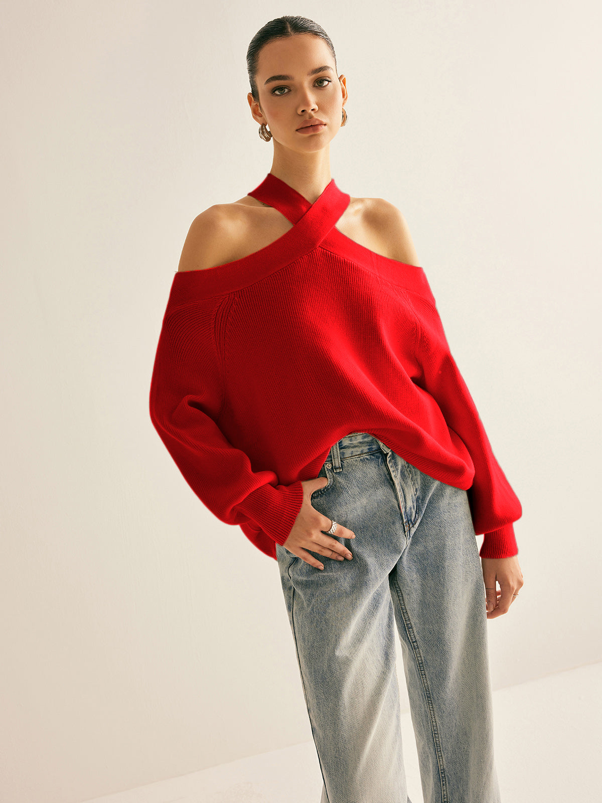Schulterfreier Chic | Eleganter Kälteschulter-Pullover
