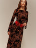 Laura | Rückenfreies Kleid mit Flockprint und Bindeband