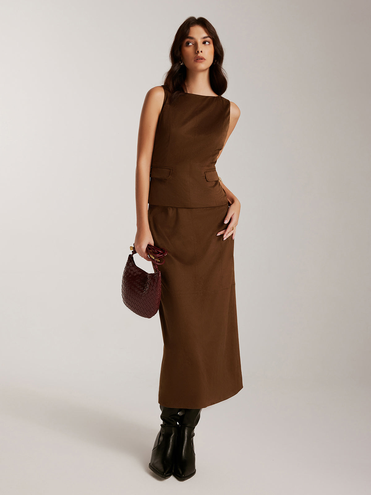 Clara | Elegante Wildleder-Tankbluse mit Rückenreißverschluss