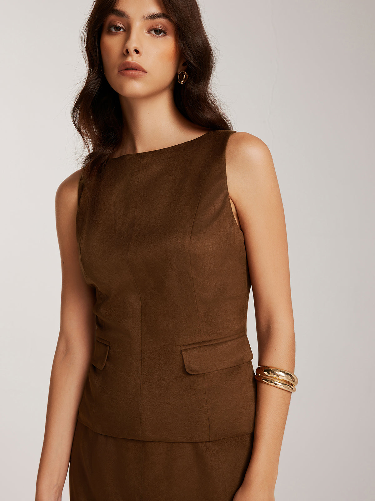 Clara | Elegante Wildleder-Tankbluse mit Rückenreißverschluss