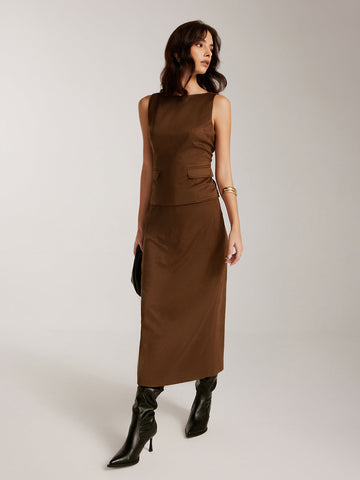 Clara | Elegante Wildleder-Tankbluse mit Rückenreißverschluss