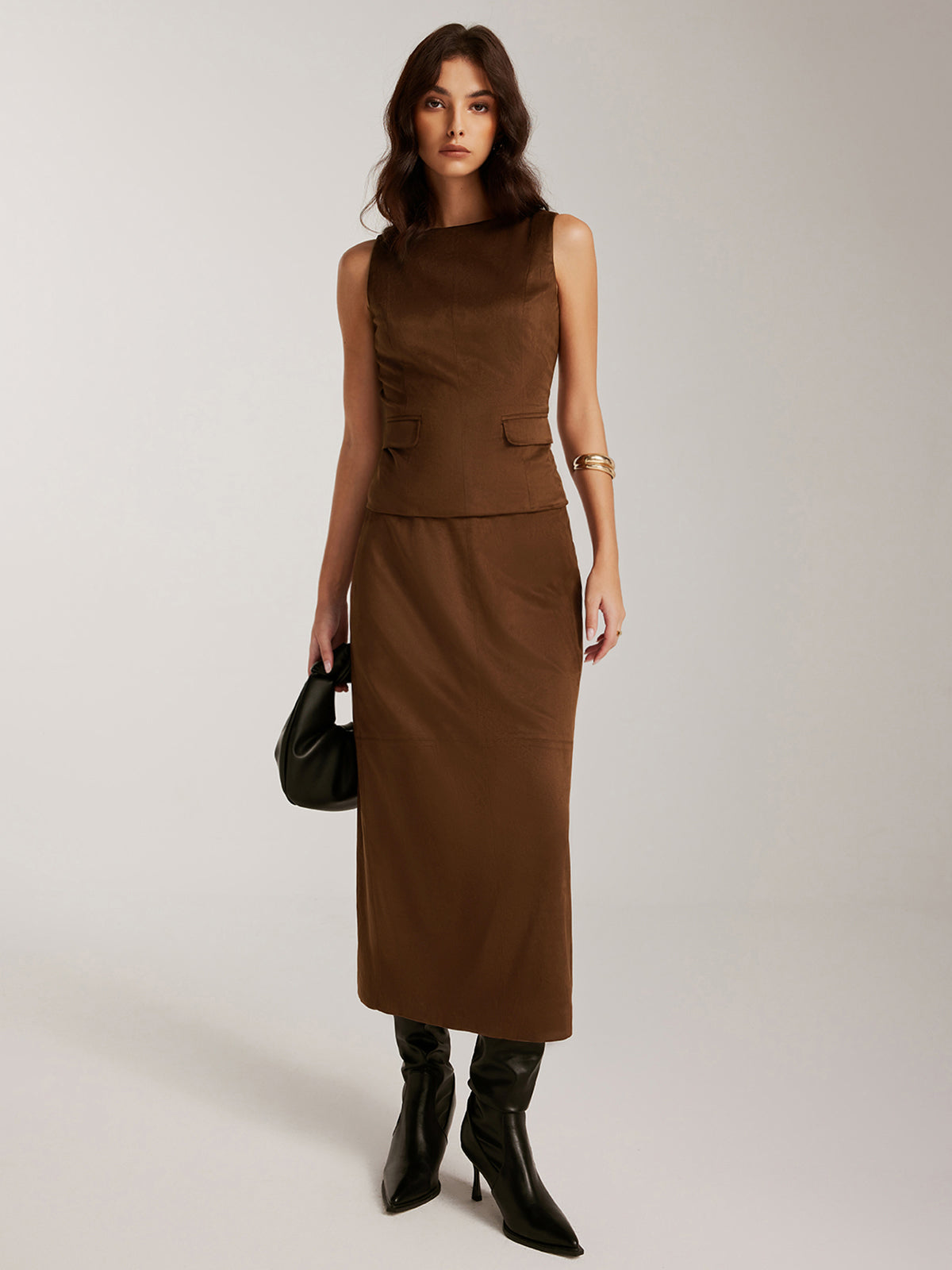 Clara | Elegante Wildleder-Tankbluse mit Rückenreißverschluss