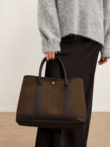 Clara | Chevron Knopfverschluss Shopper Tasche