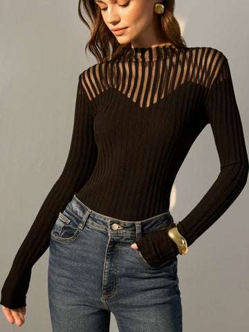 Maximilian | Stilvolles Stricktop mit transparenten Schultern
