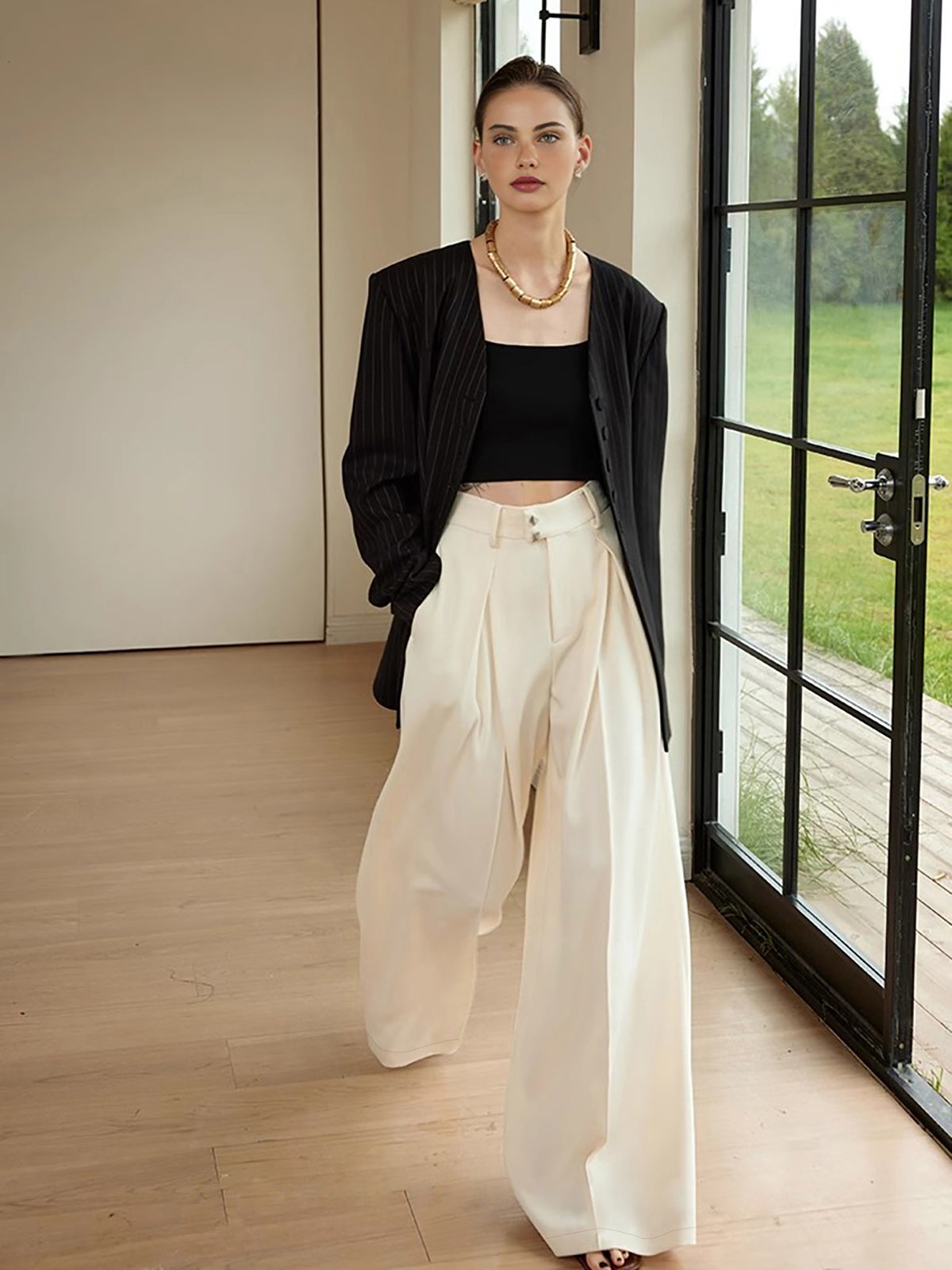 Celina | Elegante Hochbund-Palazzo-Hosen