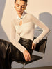 Clara | Semi-transparentes Strickoberteil mit Keyhole-Ausschnitt