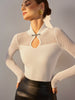 Clara | Semi-transparentes Strickoberteil mit Keyhole-Ausschnitt