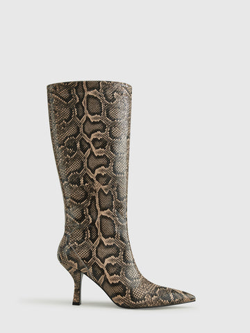 Clara | Schlangenleder-Print Knöchelstiefel